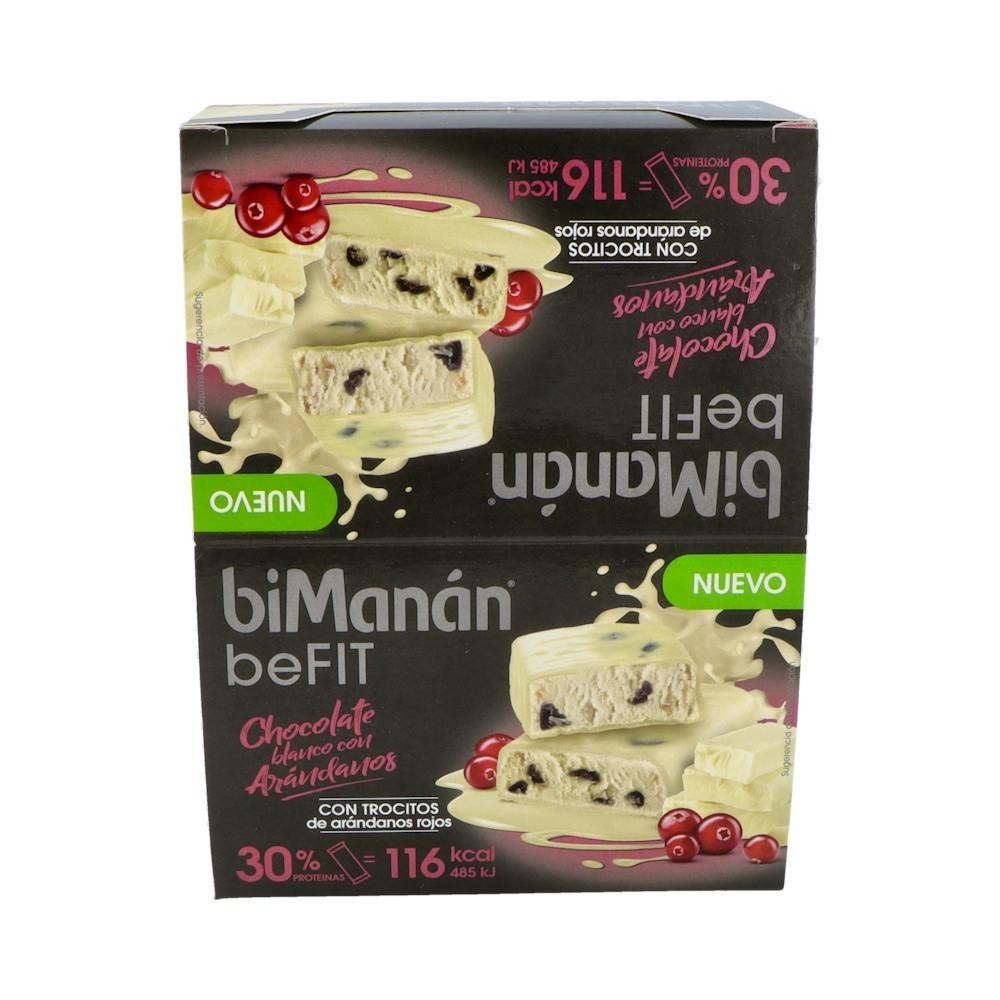 BiManán BeFit Barrita Chocolate Blanco con Arándanos 35g