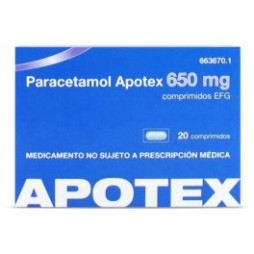 PARACETAMOL APOTEX 650MG, 20 COMPRIMIDOS EFG