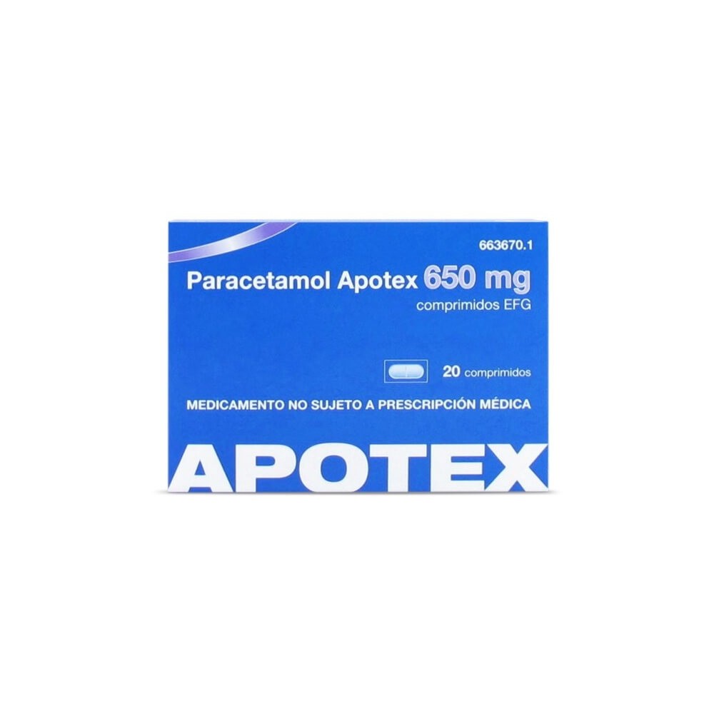 PARACETAMOL APOTEX 650MG, 20 COMPRIMIDOS EFG