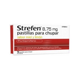 STREFEN 8,75MG - 16 PASTILLAS PARA CHUPAR SABOR MIEL Y LIMÓN