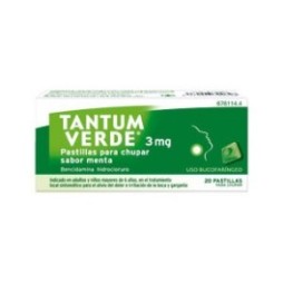 TANTUM VERDE 3 MG 20 PASTILLAS PARA CHUPAR MENTA