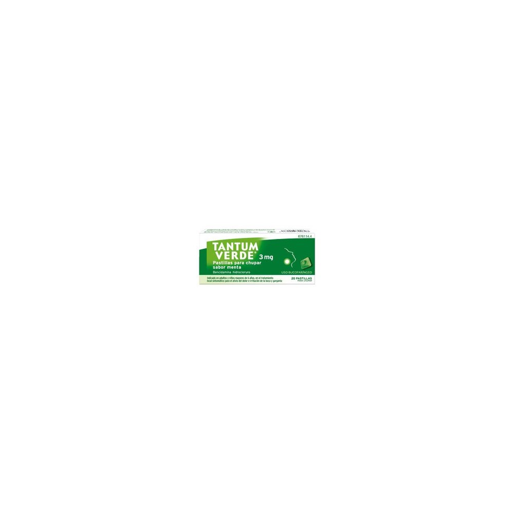 TANTUM VERDE 3 MG 20 PASTILLAS PARA CHUPAR MENTA