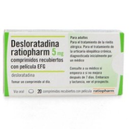 DESLORATADINA RATIOPHARM 5MG, 20 COMPRIMIDOS RECUBIERTOS CON PELICULA EFG