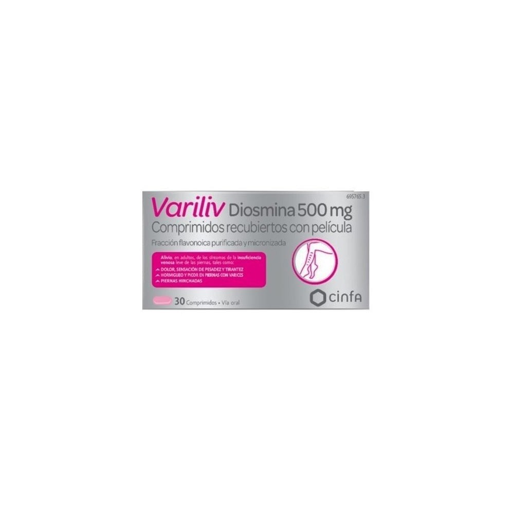 VARILIV DIOSMINA 500MG, 30 COMPRIMIDOS RECUBIERTOS CON PELÍCULA