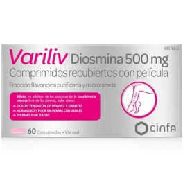 VARILIV DIOSMINA 500MG, 60 COMPRIMIDOS RECUBIERTOS CON PELÍCULA