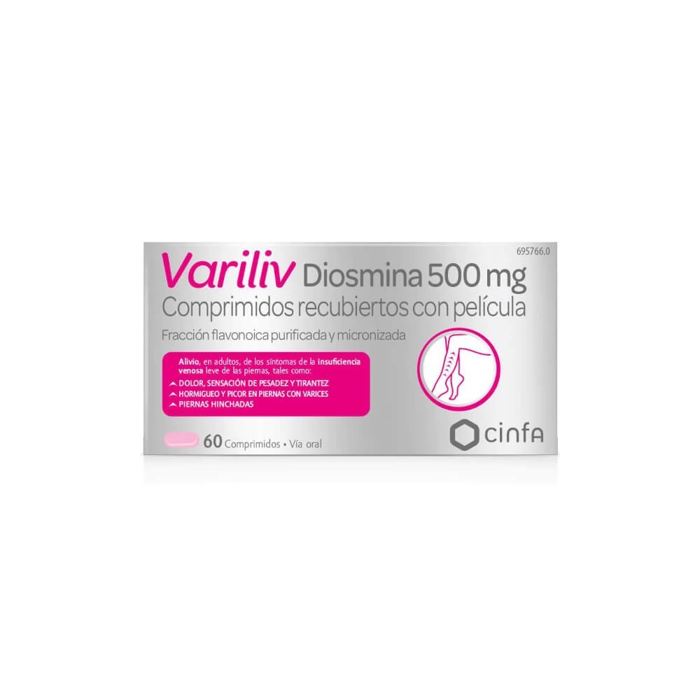 VARILIV DIOSMINA 500MG, 60 COMPRIMIDOS RECUBIERTOS CON PELÍCULA