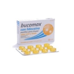 BUCOMAX CON LIDOCAINA, 24 PASTILLAS PARA CHUPAR SABOR MIEL Y LIMÓN