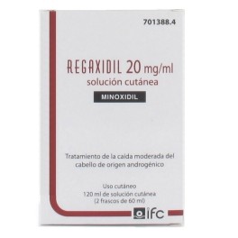 REGAXIDIL 20MG/ML SOLUCIÓN CUTÁNEA, 120ML (2 FRASCOS DE 60ML)