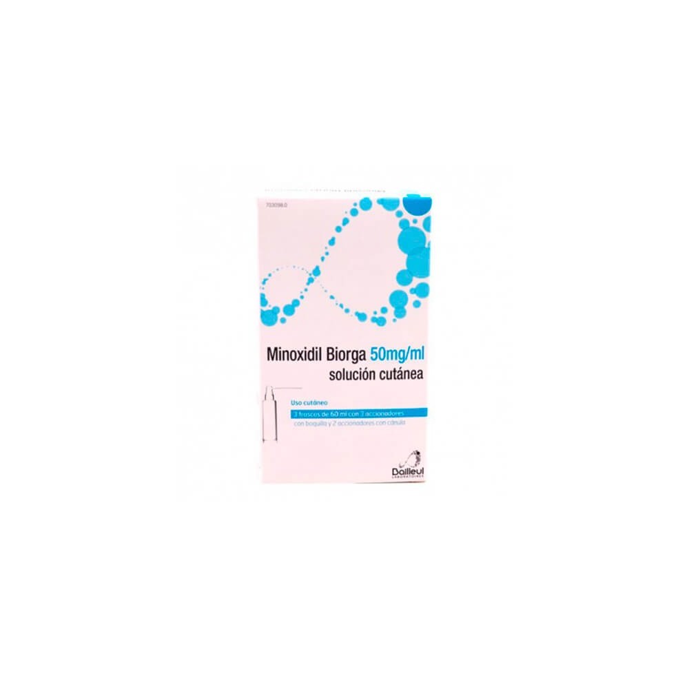 MINOXIDIL BIORGA 50 MG/ML SOLUCION CUTANEA 3 FRASCOS 60 ML