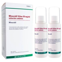 MINOXIDIL VIÑAS 50MG/ML SOLUCION CUTANEA , 2 FRASCOS DE 120ML