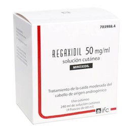 REGAXIDIL 50MG/ML SOLUCIÓN CUTÁNEA, 4 FRASCOS DE 60ML