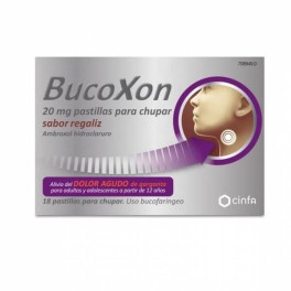 BUCOXON 20 MG, 18 PASTILLAS PARA CHUPAR SABOR REGALIZ