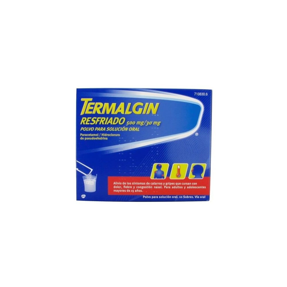 TERMALGIN RESFRIADO 500 MG/30 MG POLVO PARA SOLUCION ORAL, 10 SOBRES