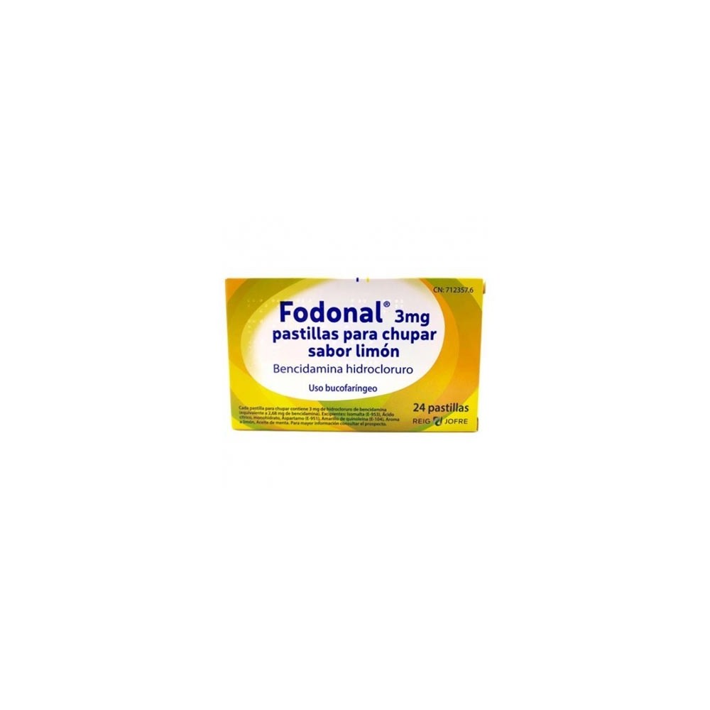 FODONAL 3MG, 24 PASTILLAS PARA CHUPAR SABOR LIMÓN