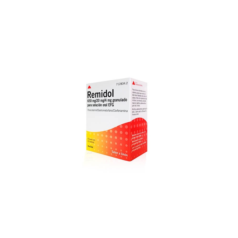 REMIDOL 650 MG/20 MG/4 MG GRANULADO PARA SOLUCIÓN ORAL EFG - (10SOBRES)